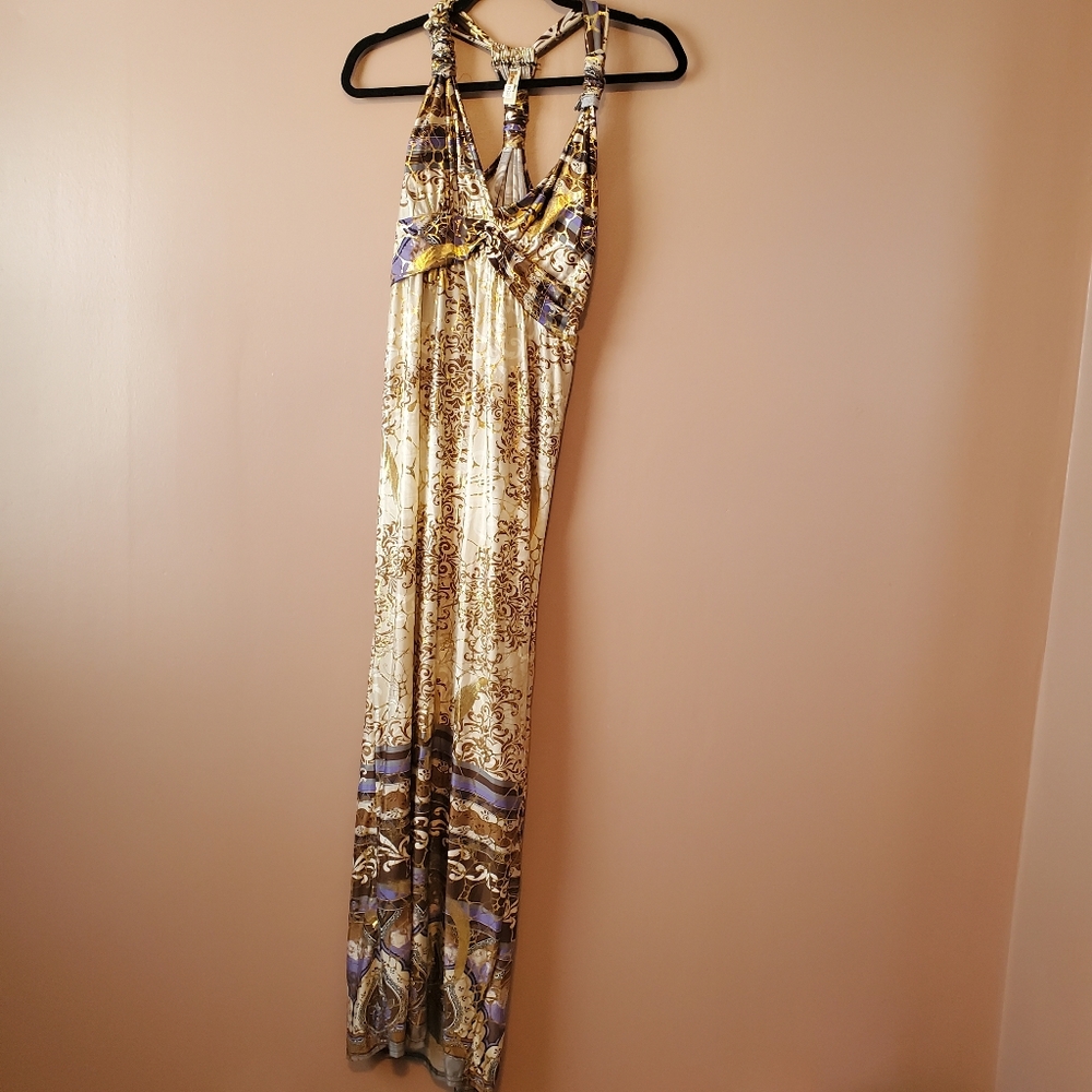 Gold and Purple Maxi Dress